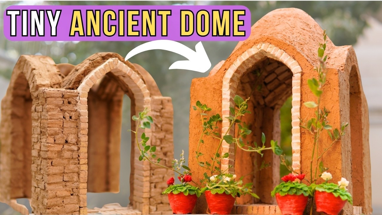 Строительство захватывающей персидской глиняной купольной гробницы в миниатюре