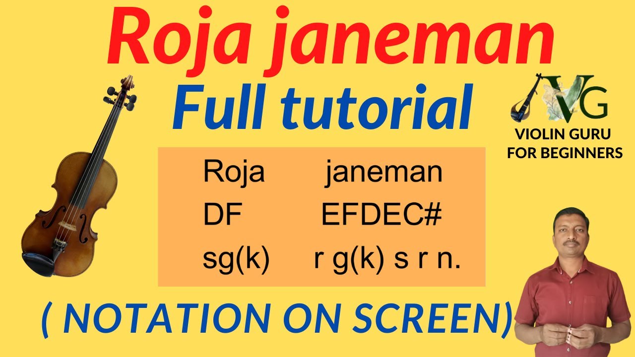 Roja Janeman Violin Tutorial #Violin_Guru Kaadhal Rojave Violin Tutorial Carnatic violin notes