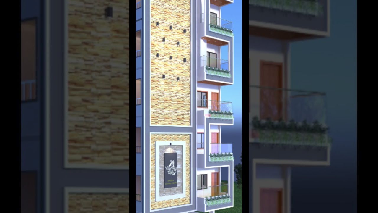 Top Best Front Elevation 3 BHK x 5 Floors