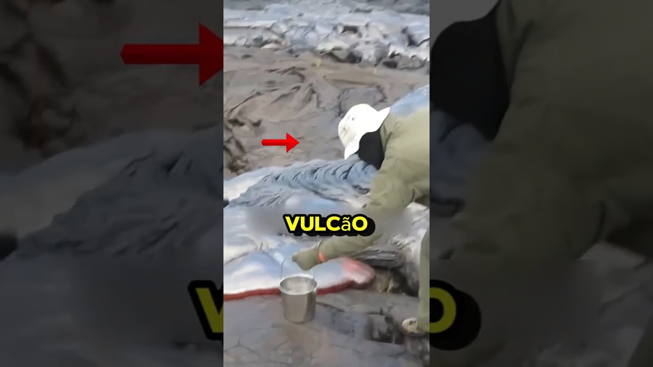 COLETANDO LAVA DE UM VULC&Atilde;O ATIVO!! #shorts #incrivel #curioso #viral #vulc&atilde;o #natureza