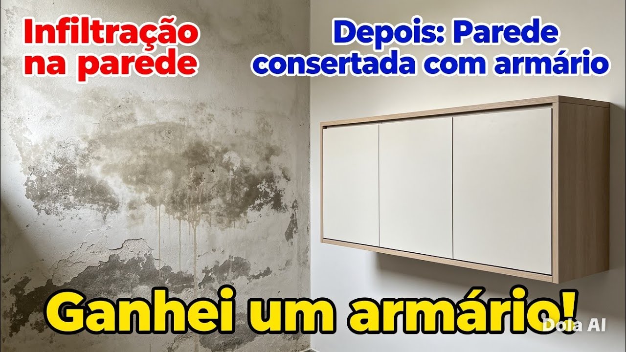 INFILTRAÇÃO MANCHAS NA PAREDE,🧱  TROQUEI  OS ARMÁRIOS 😍