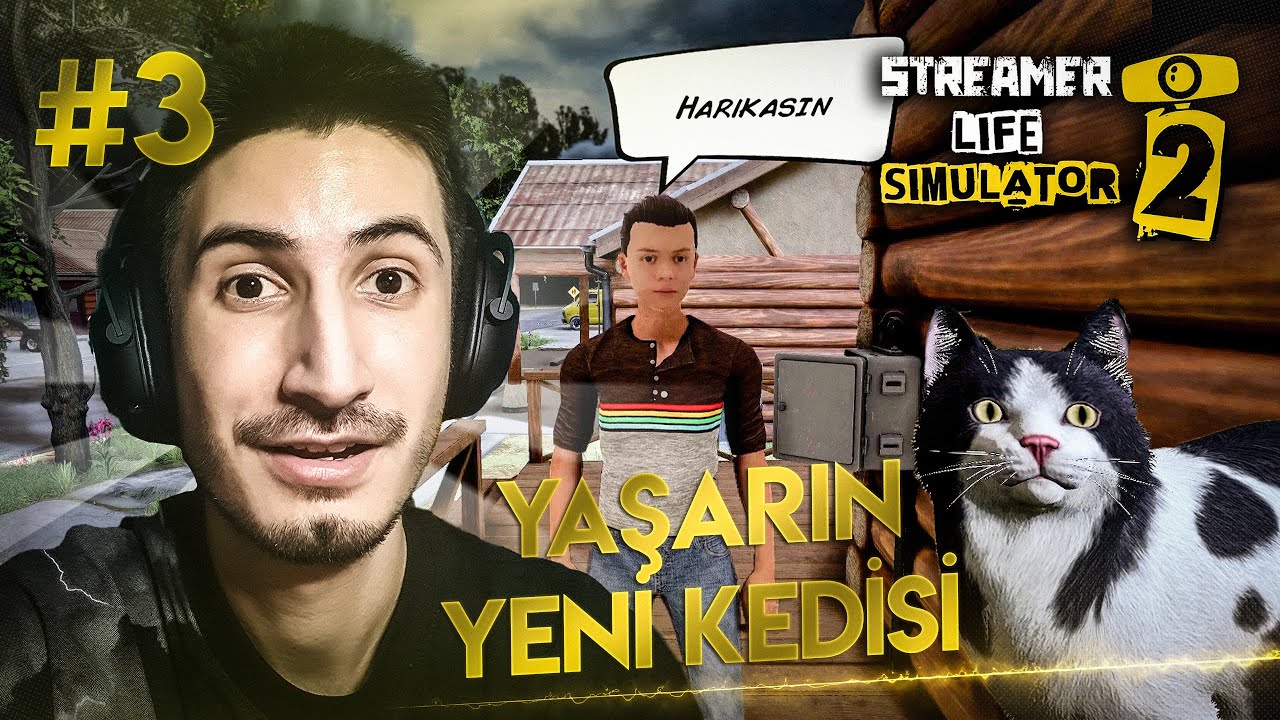 YENİ KEDİ SAHİPLENDİK! (ARTIK BİZİ TANIYORLAR😅) - Streamer Life Simulator 2