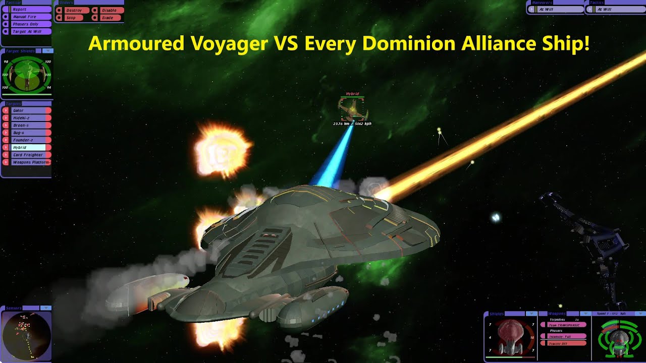 Armoured Voyager VS Every Dominion Alliance Ship | Star Trek Bridge Commander Battle | BC-Remastered