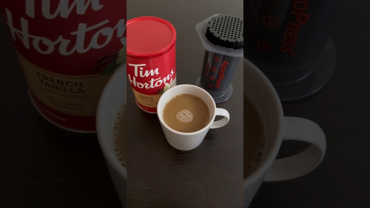 French vanilla aeropress recipe. #aeropress #coffee #frenchvanilla #timhortons #mokapot