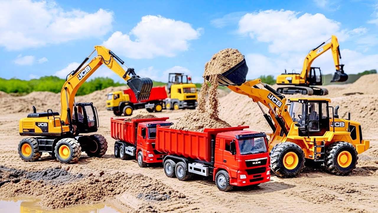 JCB 3DX Fully Loading Sand Tata Truck | Kids Cartoon Toy Video | Hometoybook