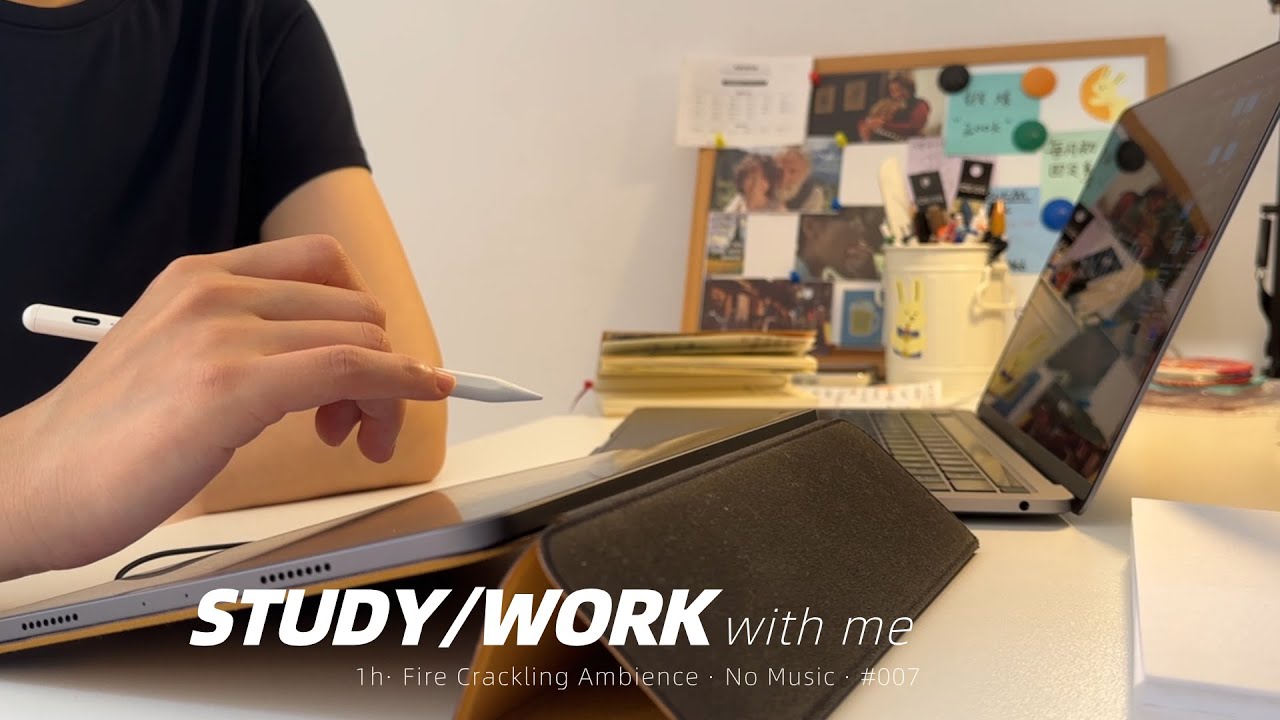1 Hour Real-Time Study With Me 🔥 Fire Crackling Ambience 👩‍💻 No Music