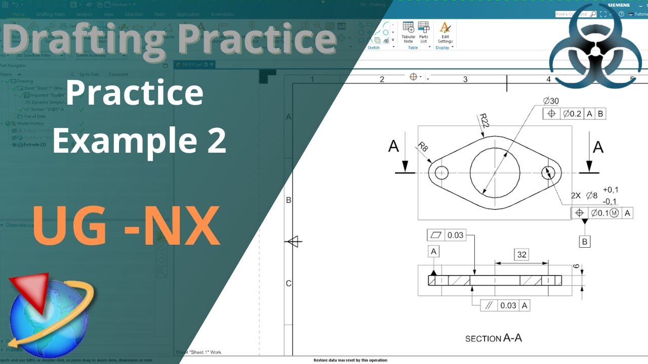 Siemens Unigraphics NX - Drafting || Simple Exercise 2 for Beginners