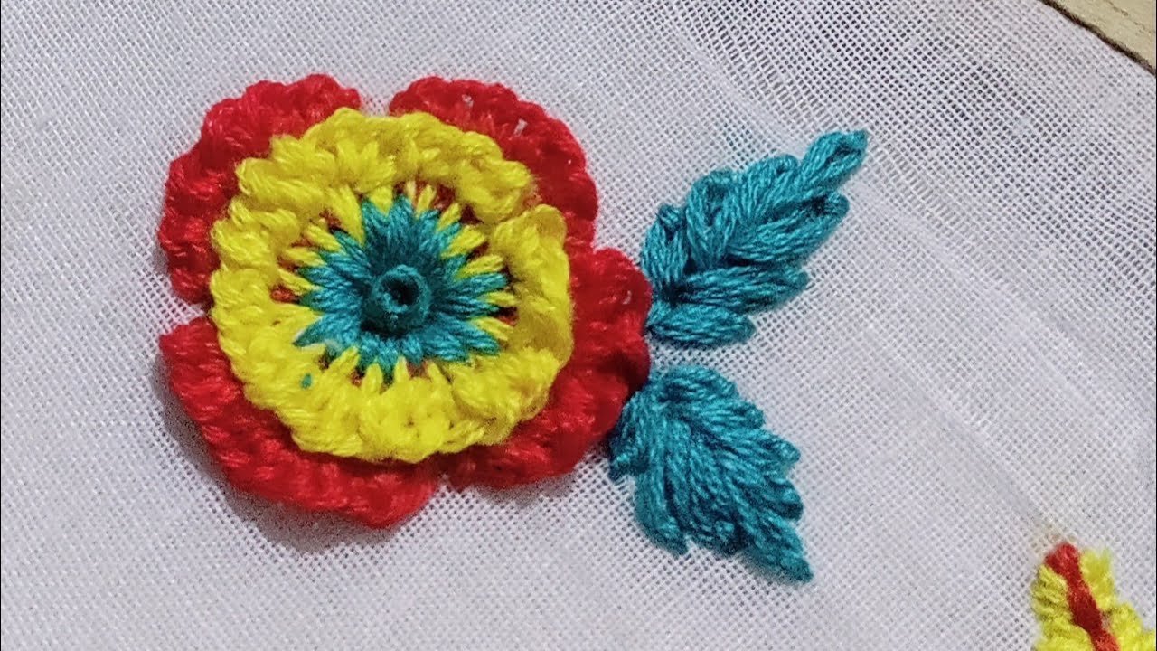 Hand Embroidery Flower Design ll Ruffled blanket stitch 