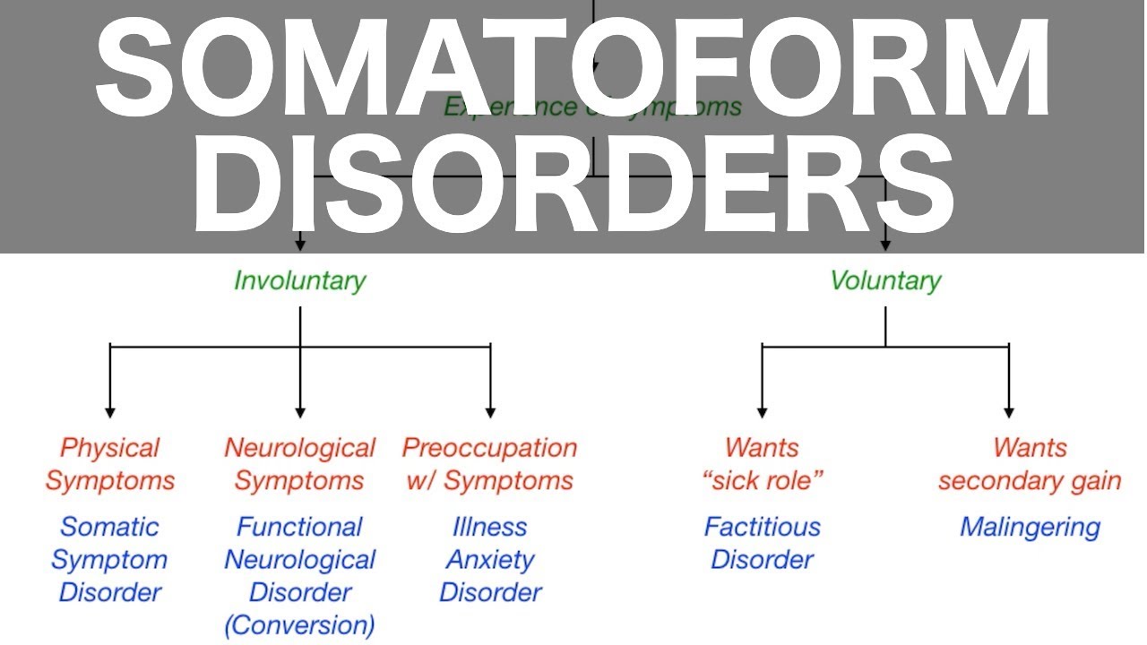 Somatoform Disorders (Somatic Symptom, Conversion, Illness Anxiety, Factitious, Malingering)
