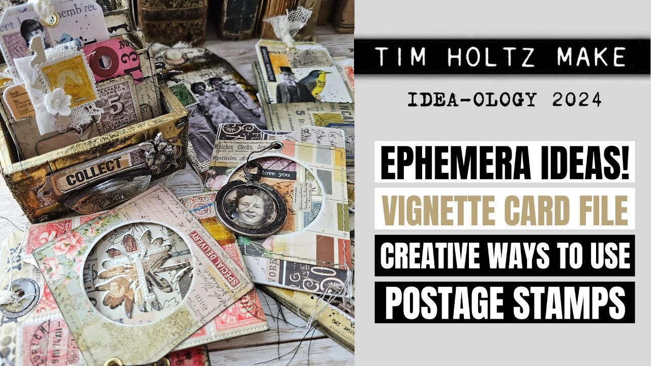 EPHEMERA IDEAS! CREATIVE WAYS TO USE POSTAGE STAMPS - VIGNETTE CARD FILE [TIM HOLTZ IDEA-OLOGY]