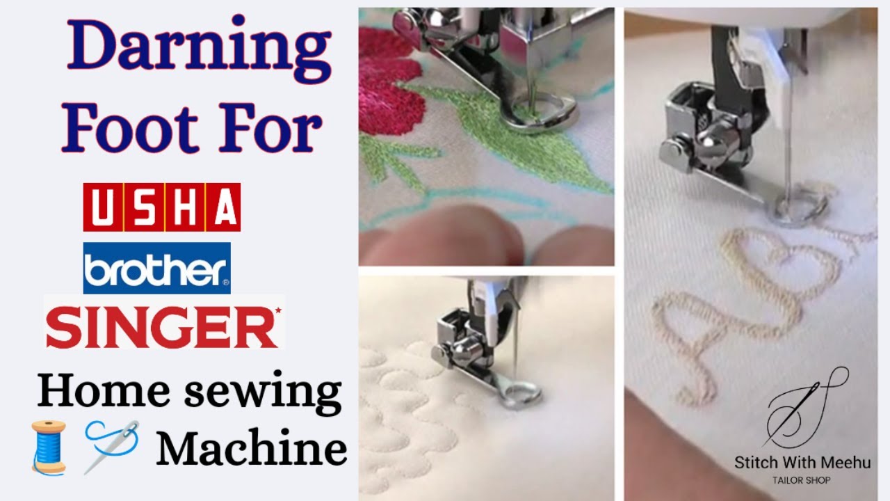How To use Darning Foot Usha, Brother ,Singer machine/Free hand embroidery foot/रफू करने के लिए फुट