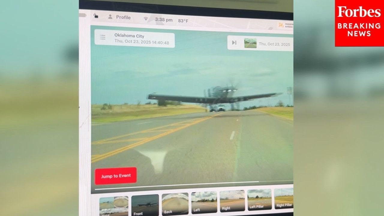 WATCH: Dash Cam Captures Plane Nearly Striking Car Driving In Oklahoma City