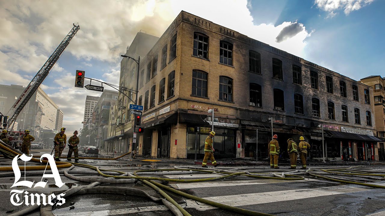 Smoking supplies explode as downtown L.A. building erupts in flames