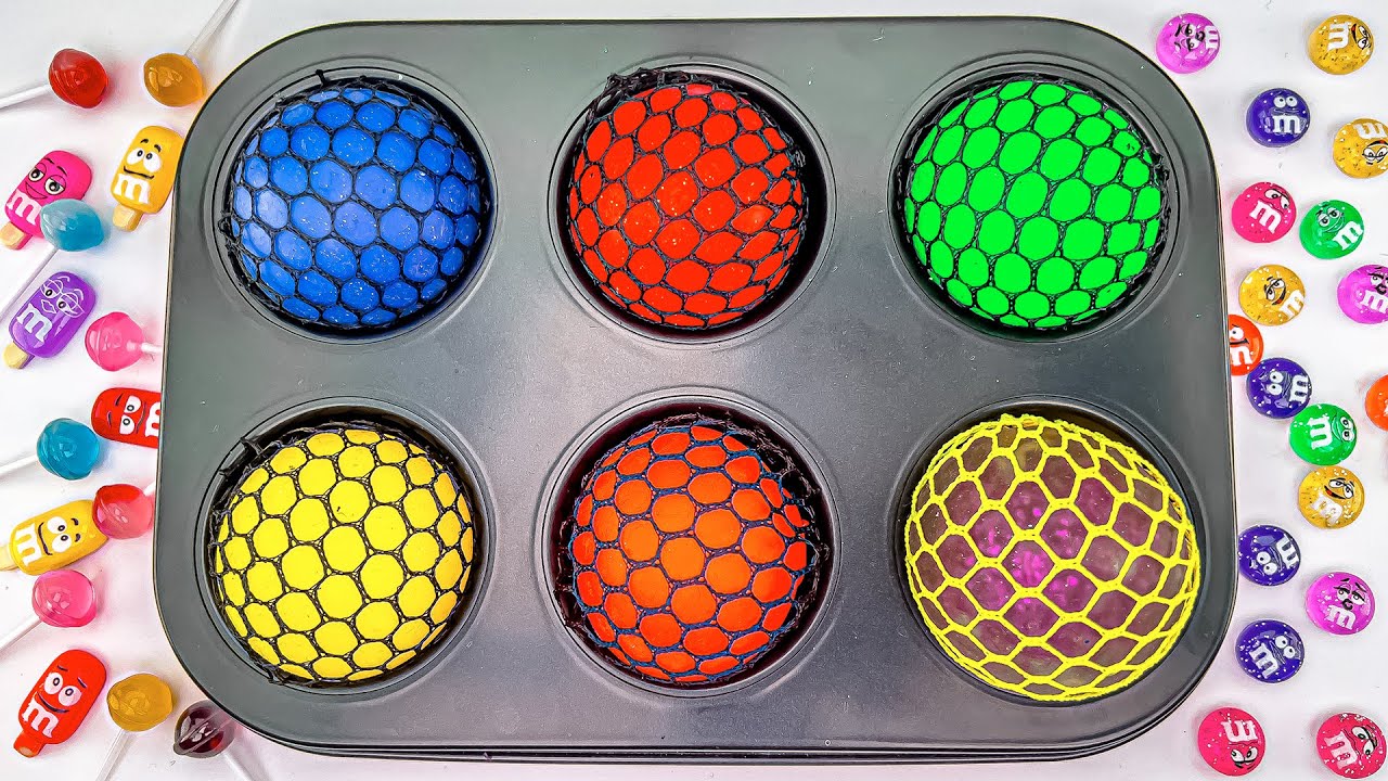 Rainbow Beads Mixing in Magic Color Tray with Mesh Balls Slime & Soccer Balls Satisfying ASMR #854
