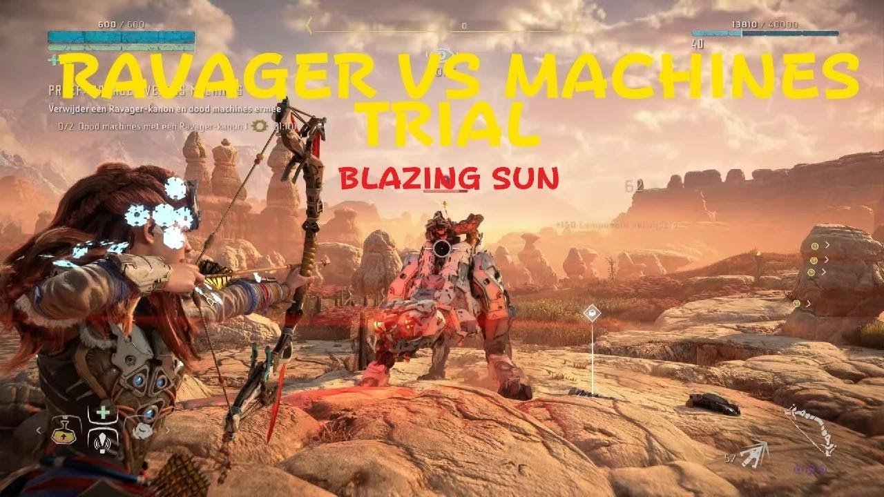 Horizon Zero Dawn Remastered 'Ravager vs Machines trial' blazing sun