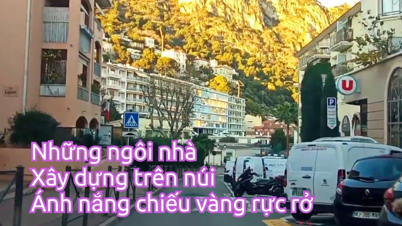 Cảnh đẹp Châu âu không thể bỏ qua nhà xếp tầng trên núi ánh nắng vàng đẹp lung linh