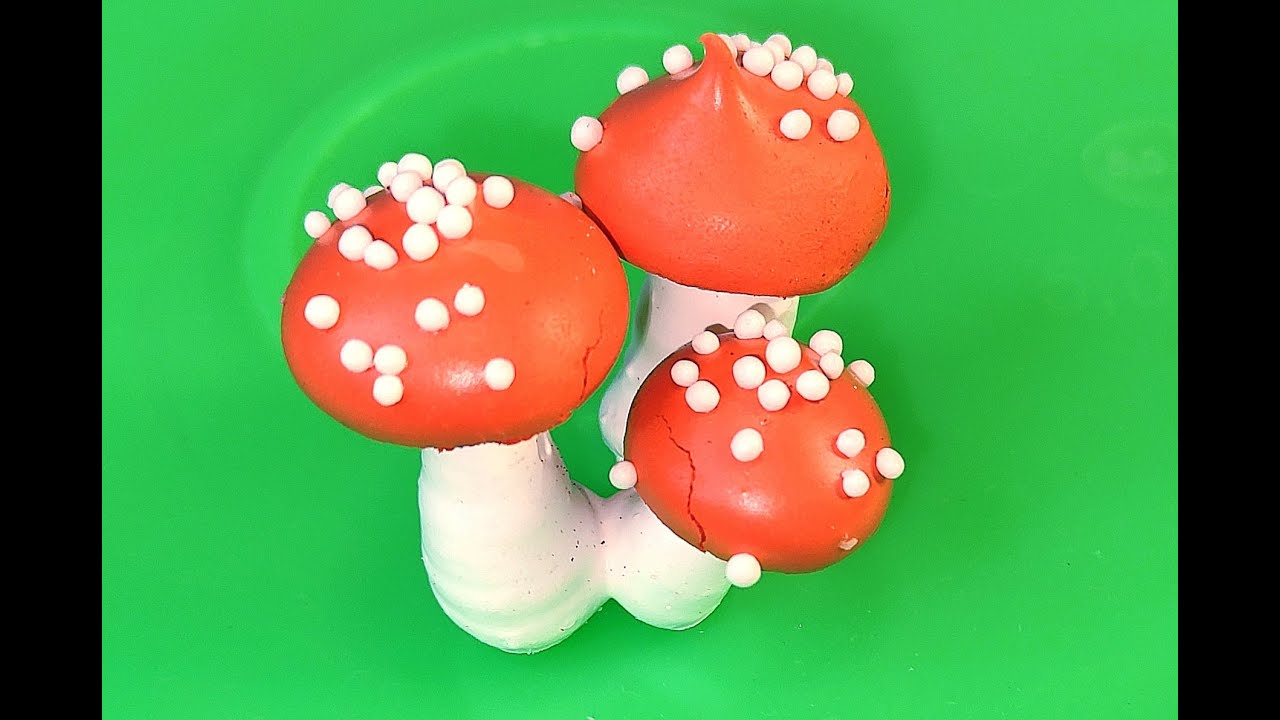 🍄ГРИБОЧКИ - БЕЗЕ из швейцарской меренги!🍁 НЕ ТАЮТ на торте! Несложный ДЕКОР для любого З - Д торта!