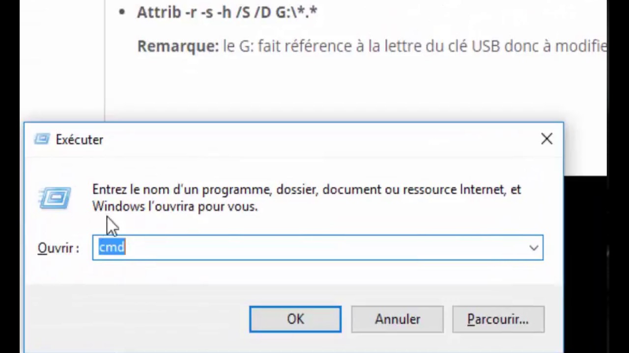 Supprimer le virus raccourci de votre clé USB ou pc