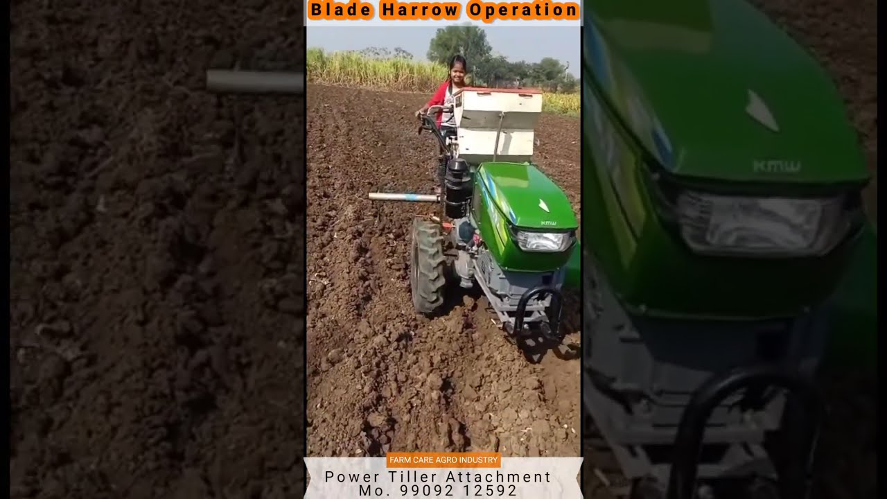VST 130DI And KMW MEGA T15 Power tiller Use in Blade Harrow - पावर टिलर द्वारा ब्लेड हैरो संचालन