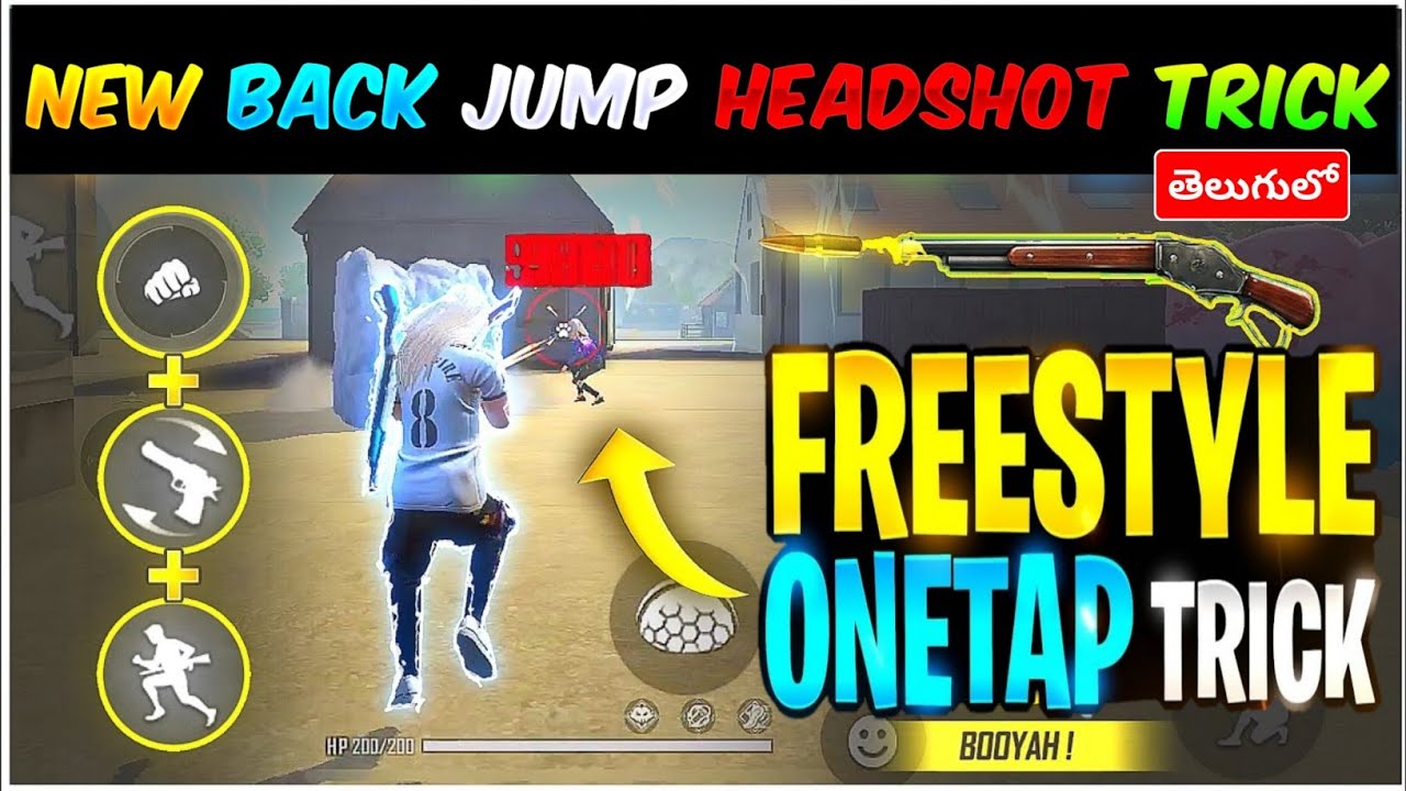 New Back Jump Onetap Headshot Trick in Telugu😱🔥 | Free Style Headshot Trick🤯 | Super Technique😳