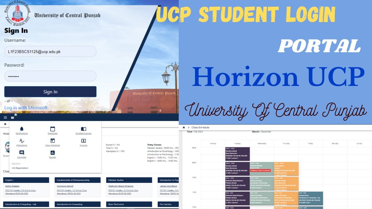 UCP(University of Central Punjab) Horizon Student Portal Login and all details of a Student | #UCP