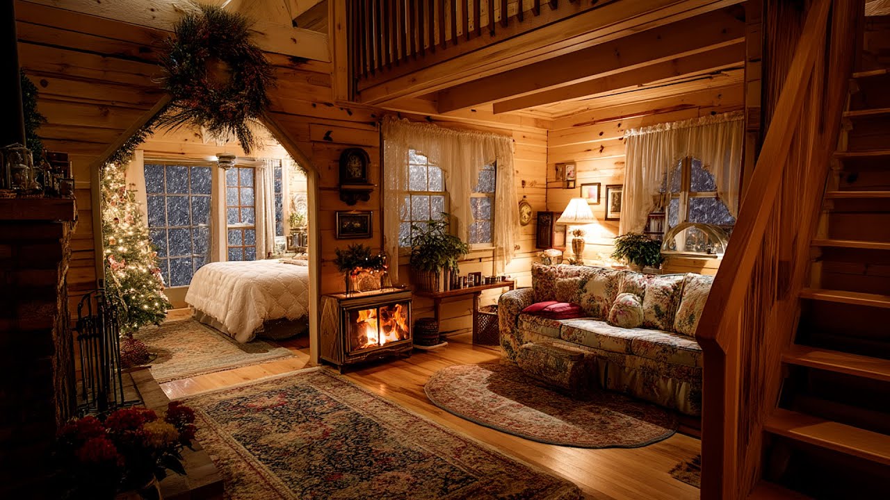 🔴A Quiet Cabin Holding Gentle Warmth | Cozy Fireplace Ambience for Deep Sleep and Calm Ease 💤