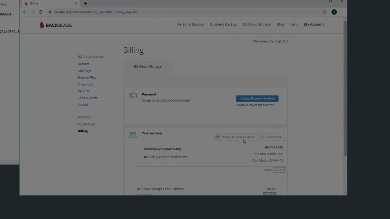 Backblaze B2 - Video on signing up, creating a bucket, and paying