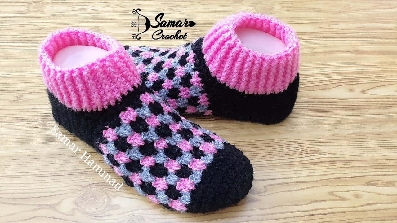 سليبر كروشيه/لكلوك شتوى سهل وجميل للمبتدءين/  Easy and beautiful crochet slippers for beginners