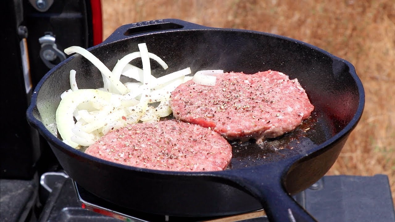 Cheeseburger with a cast iron skillet,  no recipe needed