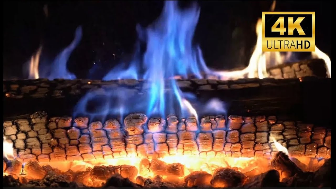 Deep Sleep with Blue Flames | Calm Burning Wood Sounds | Blue Flame ASMR - Pure Fire Sounds 4K