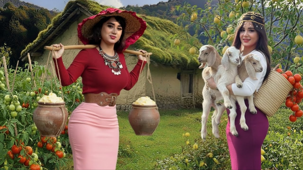 Village Girls Alone in the Mountains | Making Butter and Bread in the Style of Shepherd Nomads