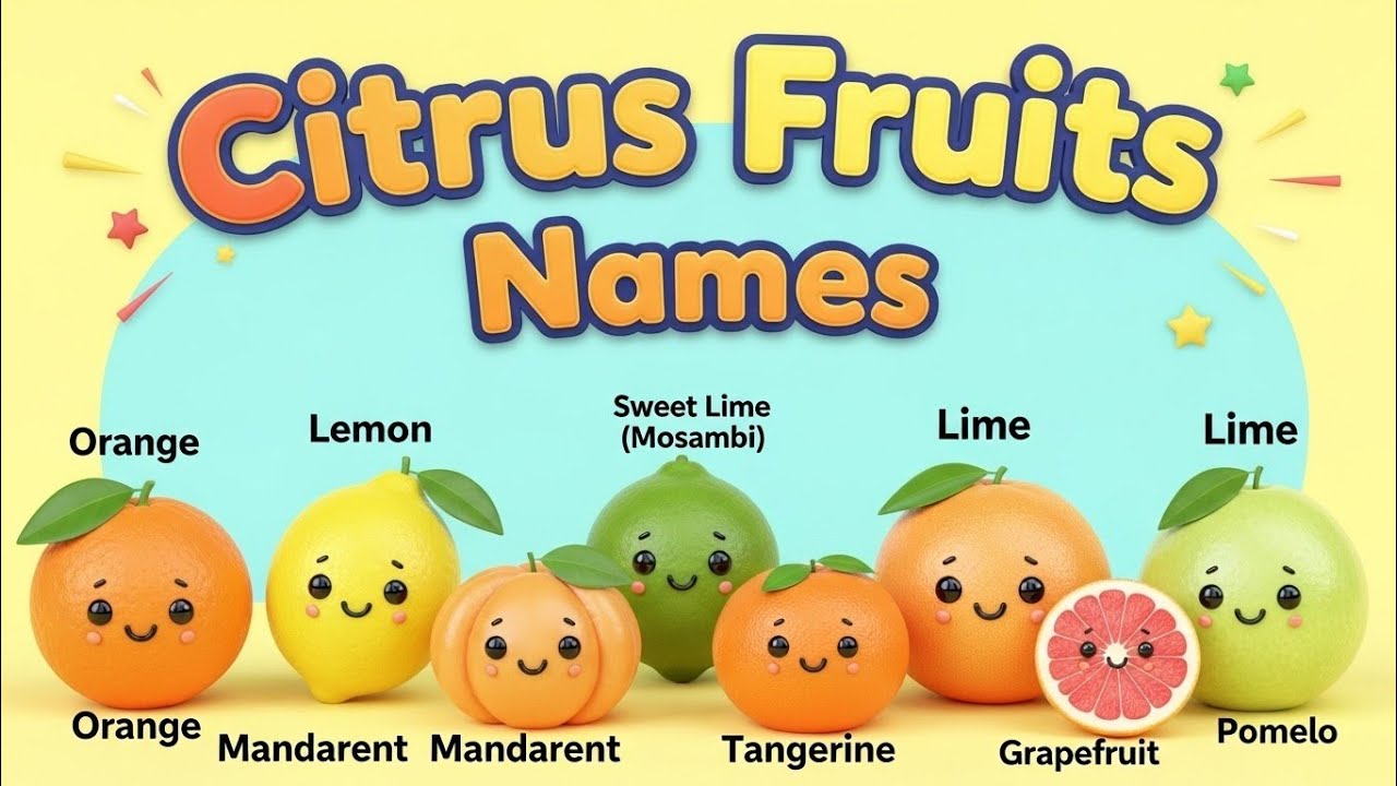 Fun Citrus Fruits Learning for Kids | Bright & Happy Learning Video