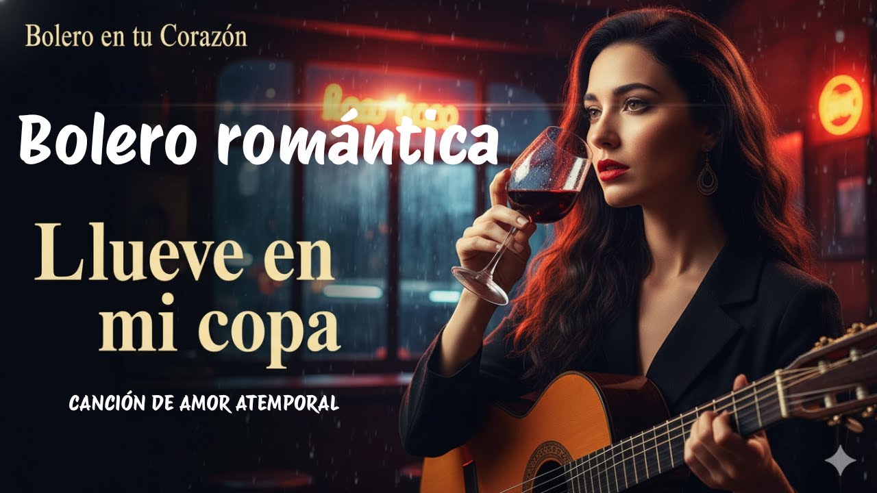 Llueve en mi copa, Bolero romántico en español, Letra completa, Bolero en tu Corazón