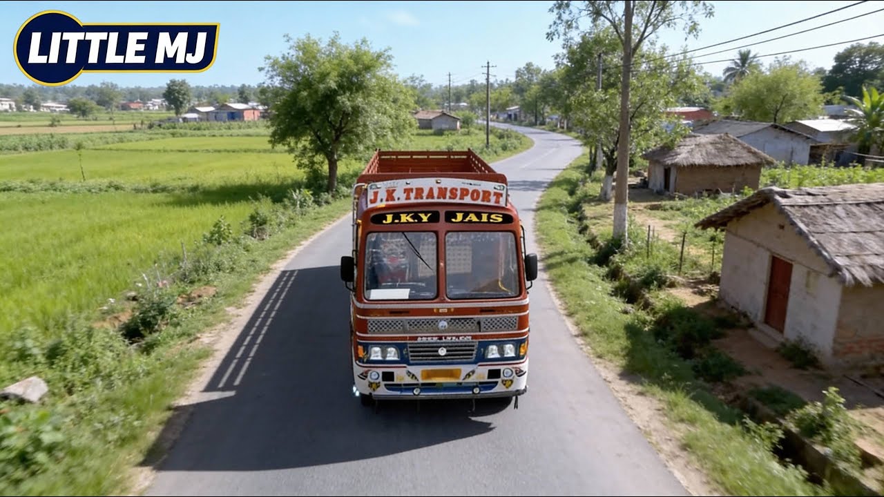 14 wheeler ASHOK Leyland lorry struggling on village road | ets2 Gameplay | LITTLE MJ DRIVING