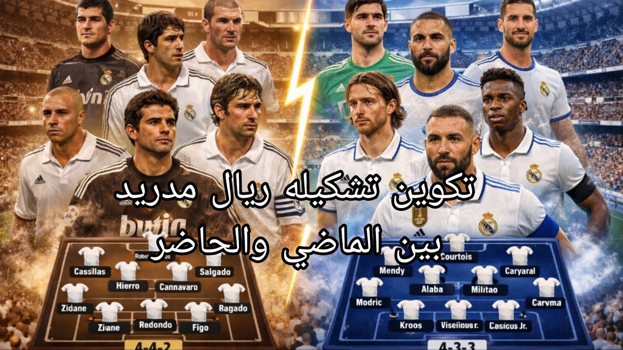 تكوين تشكيلة ريال مدريد بين الماضي والحاضر 🤔🤔🤔🤔🤔