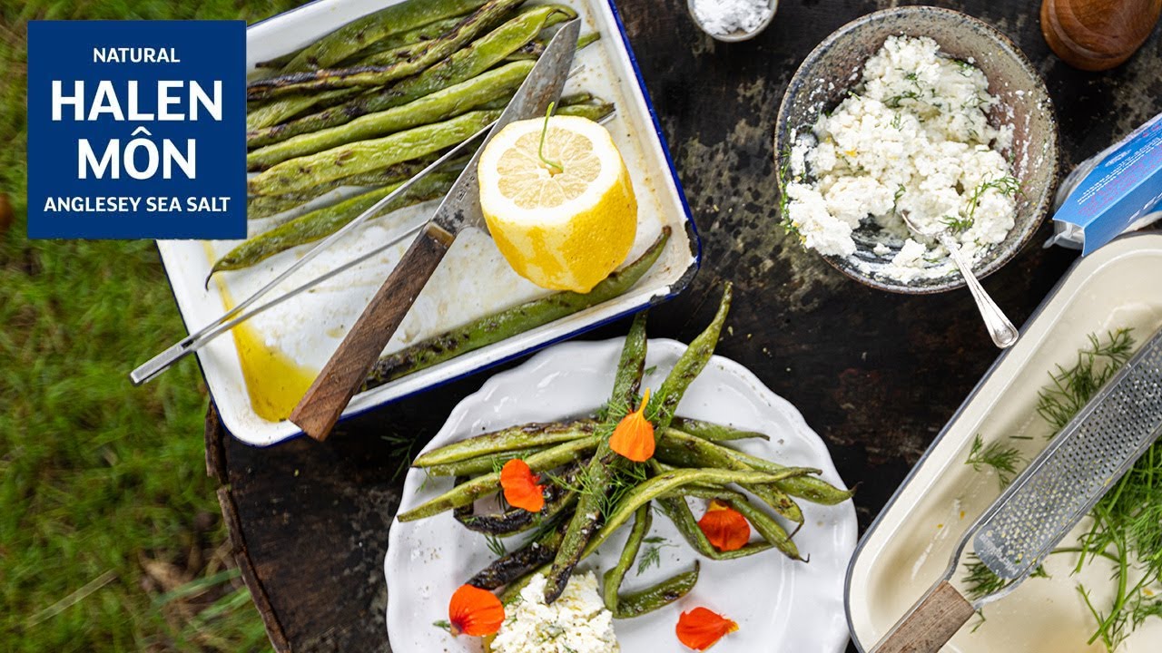 Grilled beans with ricotta