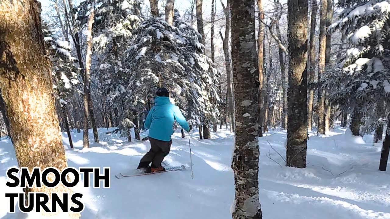 Smooth Turns on a Bluebird Day - Tree Skiing Follow Cam - 4K RAW POV