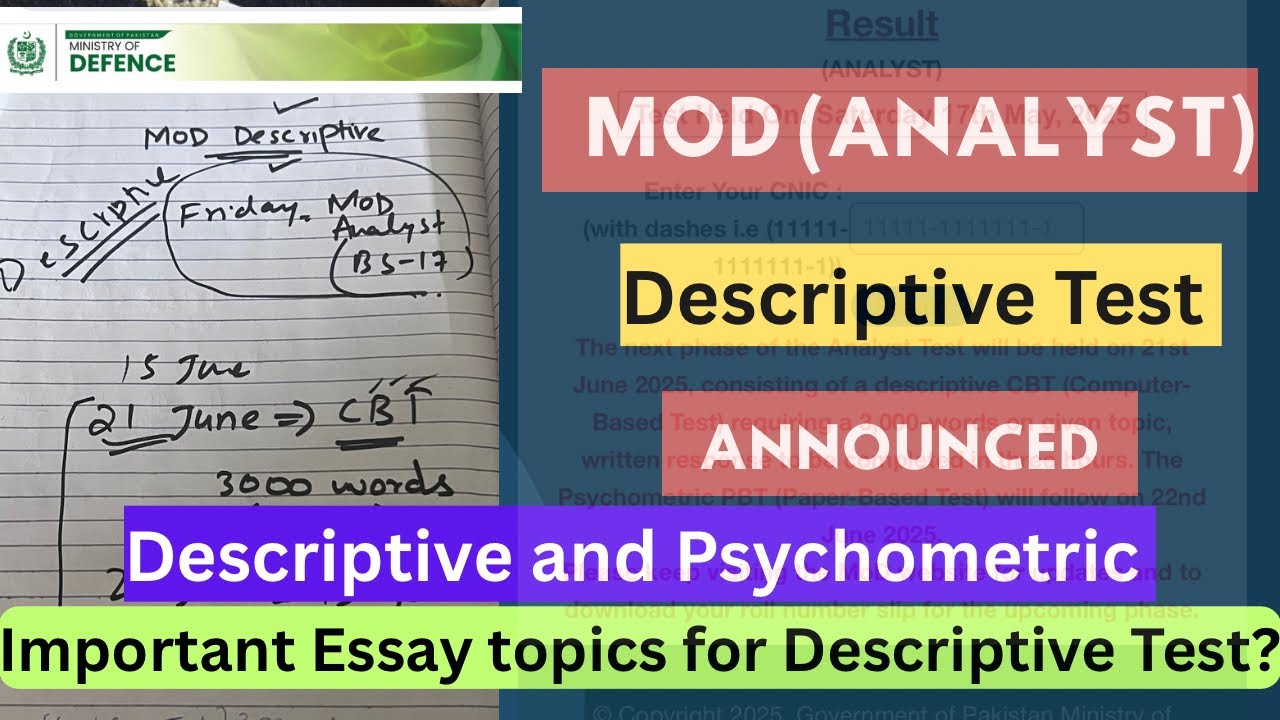 MOD Analysts Descriptive & Psychological Test 2025 | Complete Syllabus & Test Schedule | CSSTROLOGY