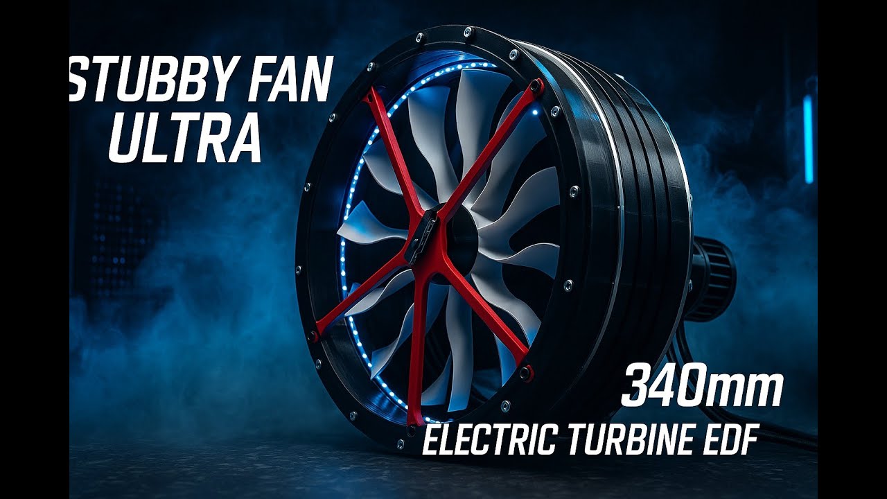 STUBBY FAN ULTRA, 340mm electric turbine EDF spin up. Massive power for a new style of drone.