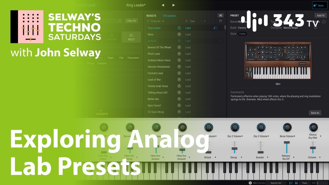 Exploring Arturia's Analog Lab Presets for Techno | Selway's Techno Saturdays with John Selway