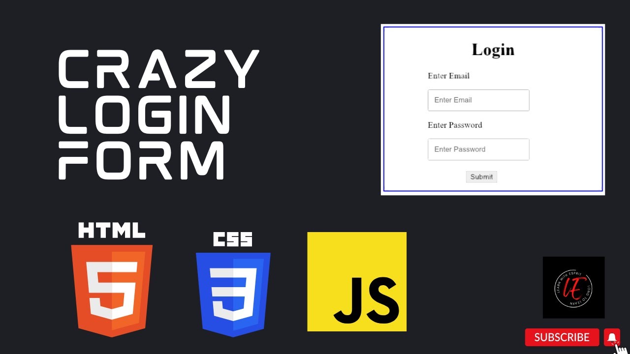 Crazy Login Form | Html | Css | Js | Tamil | Learn with Esprit