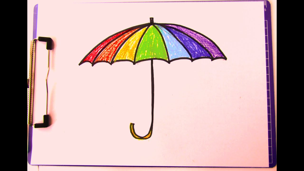 Cum să desenezi o umbrelă./How to Draw an Umbrella Cute and Easy.
