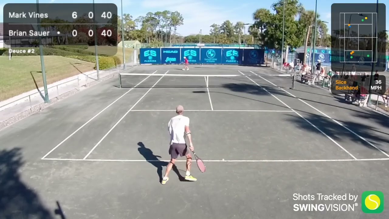 Level 2, Men's 65 Singles Final, Mark Vines vs Brian Sauer.  Great tennis!