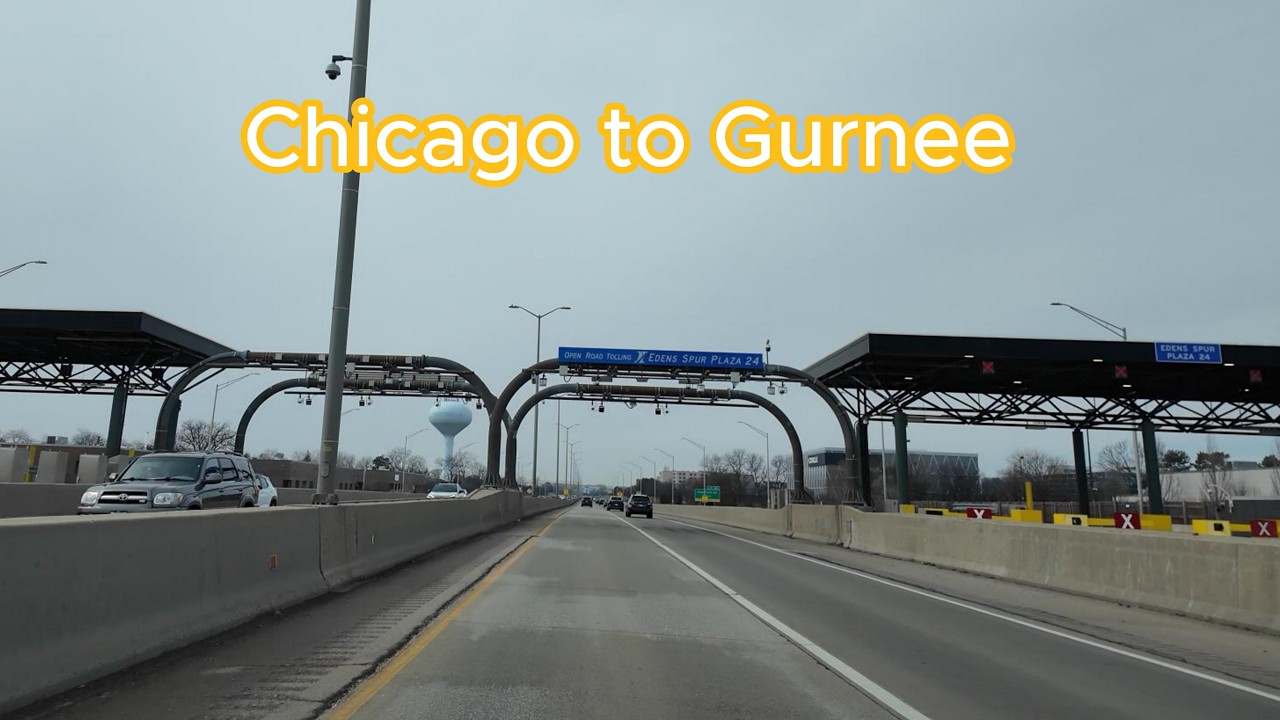 Driving from Chicago to Gurnee Illinois via I-90/I-94 Expressway
