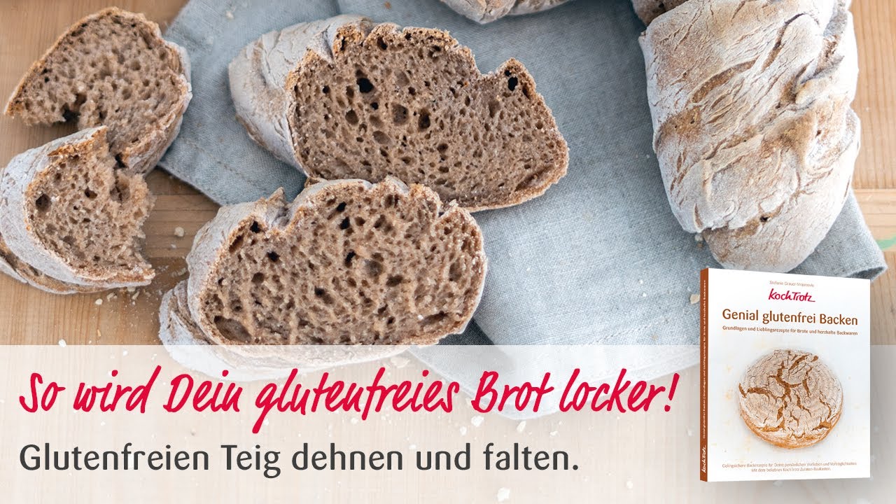 Glutenfreien Brotteig dehnen und falten