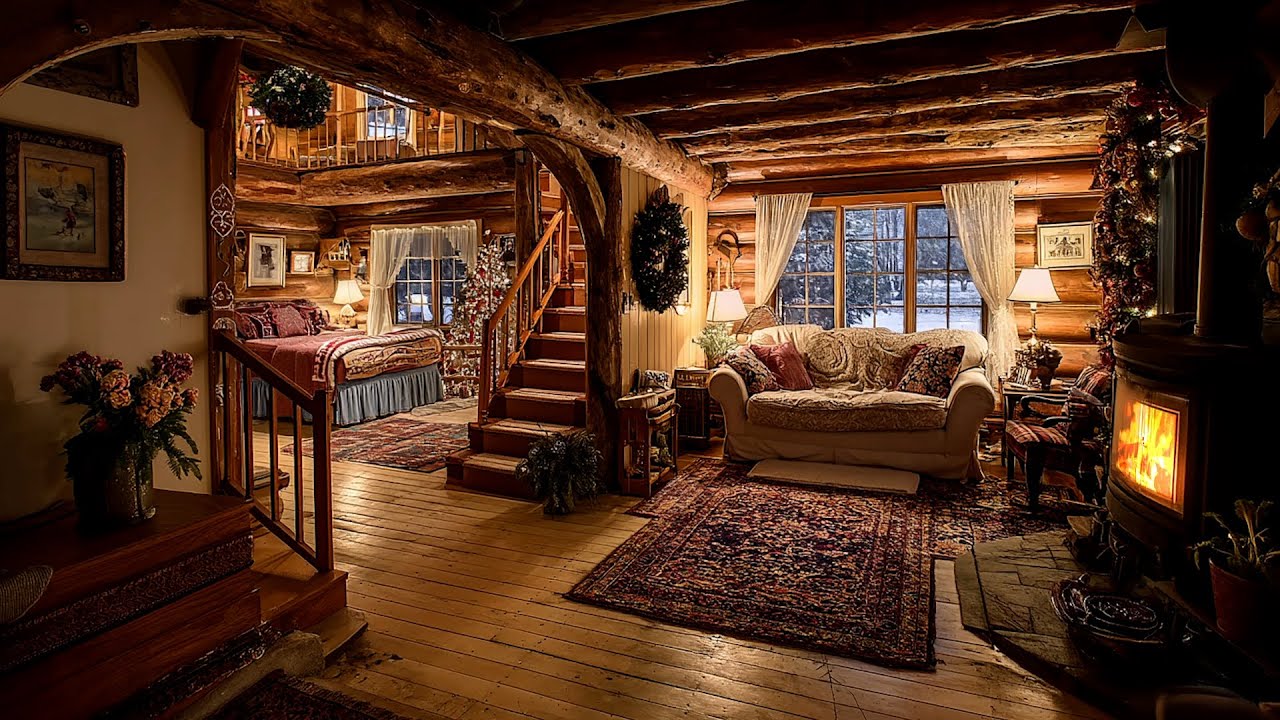 🔴Where the Cabin Waited Through Dim Snowlight | Cozy Fire Ambience for Peaceful Sleep and Reflection