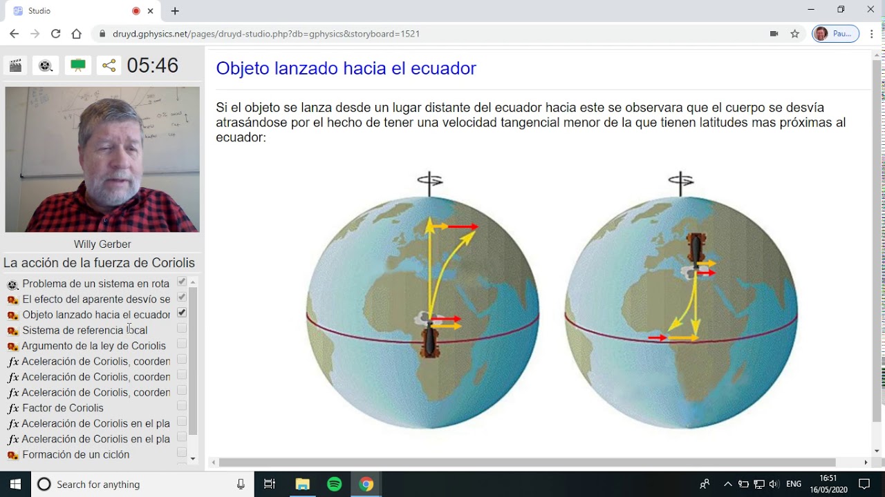 La acción de la fuerza de Coriolis
