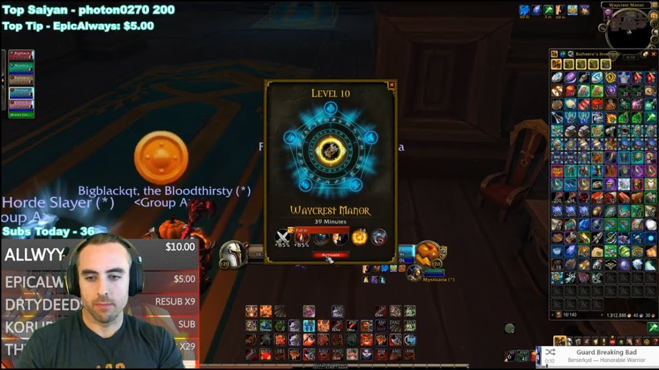 Bajheera - Waycrest Manor (Mythic +10): 379 iLvl Fury Warrior - WoW 8.0 BFA PvE