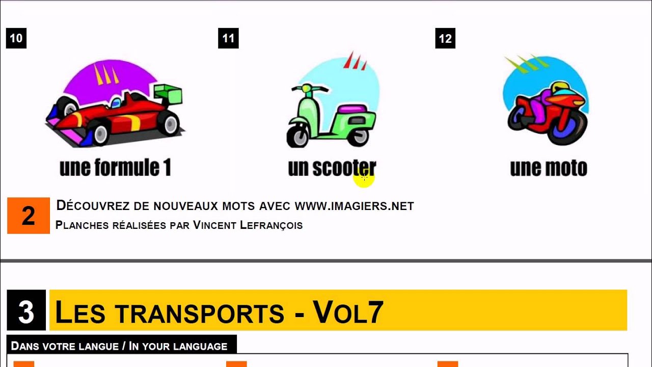 French lesson # Vocabulary # Les transports #2