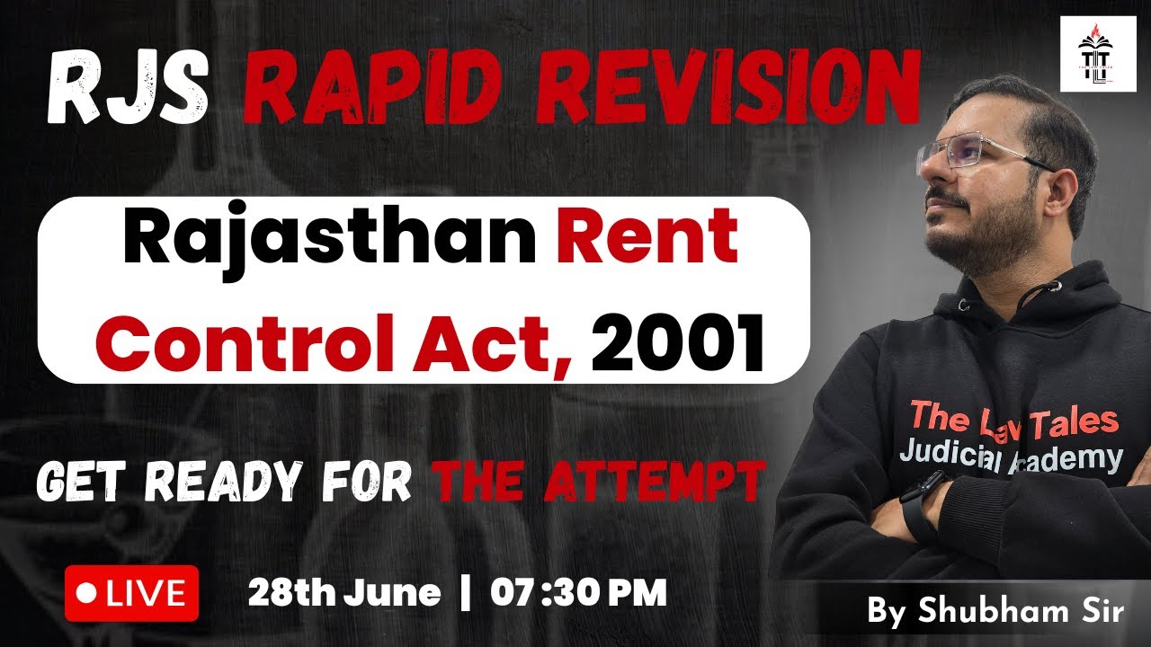 Rajasthan Rent Control Act, 2001 | RJS Prelims 2025 | Rapid Revision | Shubham Sir